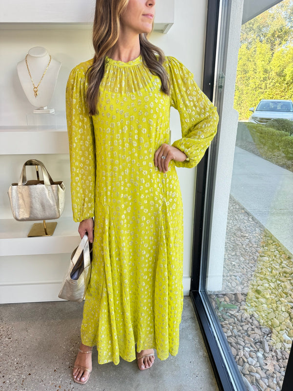 Lime Animal Print Jacquard Bibi Dress
