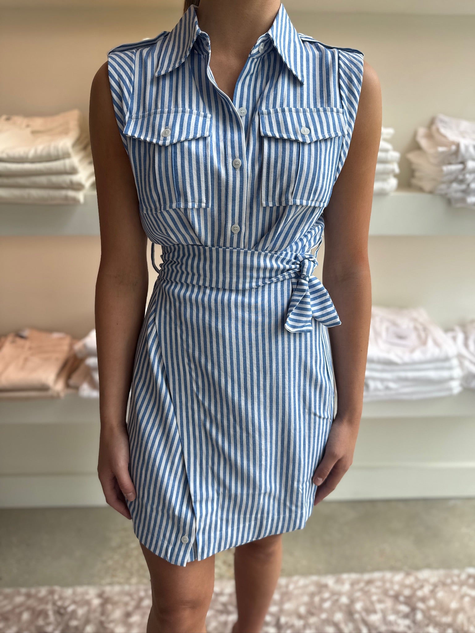 blue and white stripe sleeveless cotton poplin kenzo dress Pomander Place | Dresses | Pomander Place Blue White Stripe Sleeveless Cotton Poplin Kenzo Dress Medium