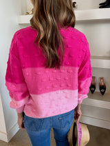 Pink Colorblock Knit Sweater