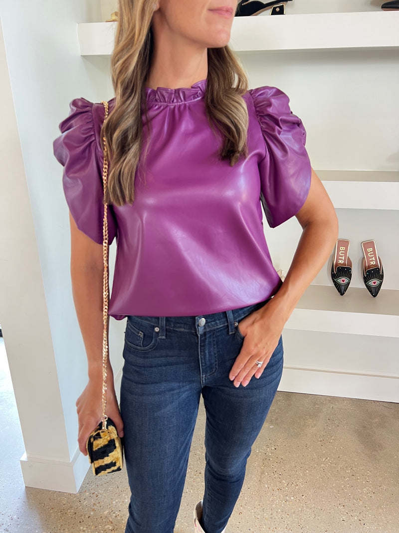 Plum Faux Leather Top