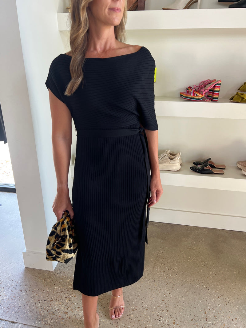 Black Amber Knit Midi Dress