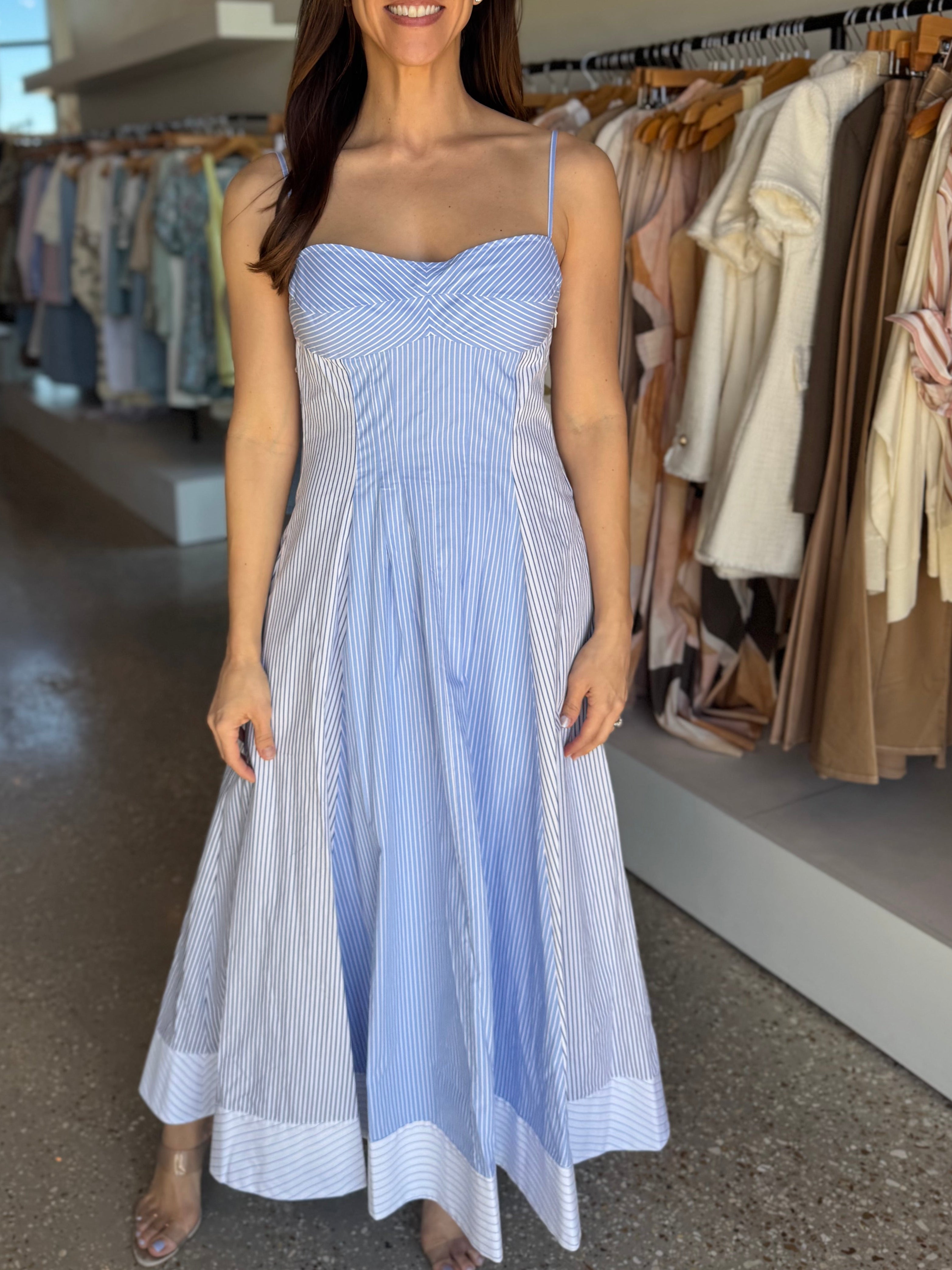 Chamberlain Cotton Midi Dress | Periwinkle Multi Stripe 4 Chamberlain Cotton Midi Dress | Periwinkle Multi Stripe 4