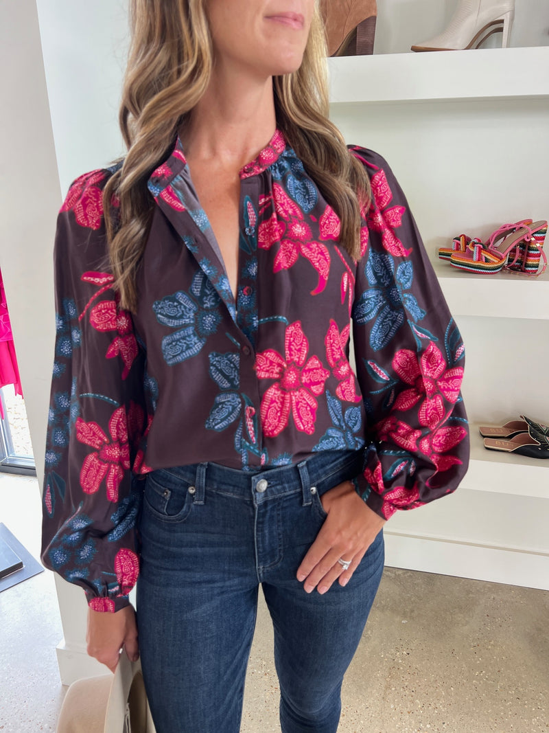 Mocha Blossom Kendra Blouse