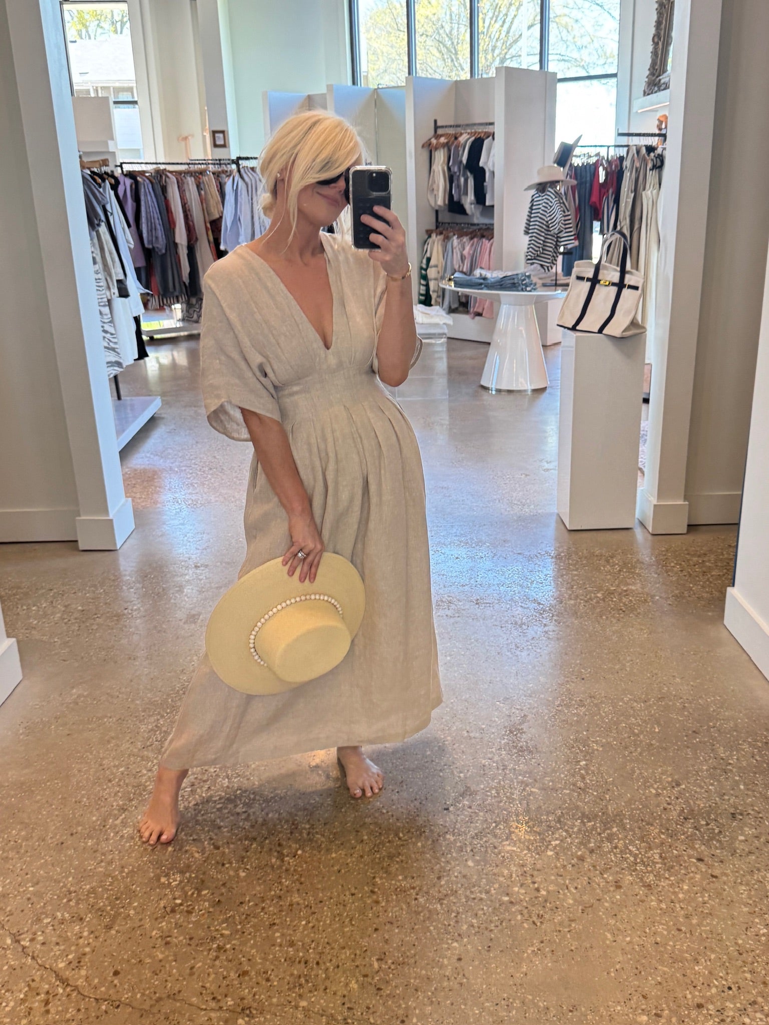 Oatmeal Amiee Pleated Midi Dress