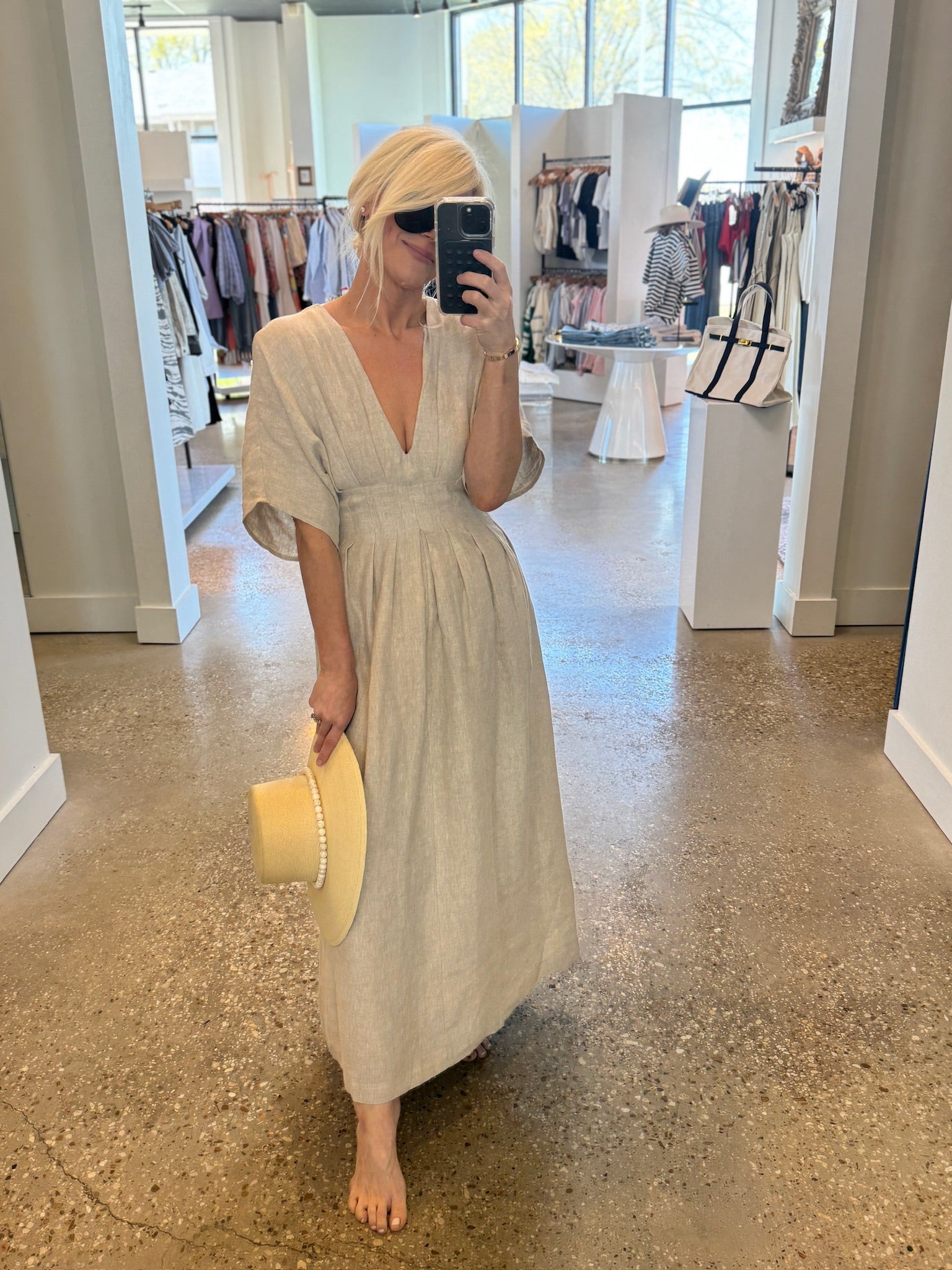 Oatmeal Amiee Pleated Midi Dress