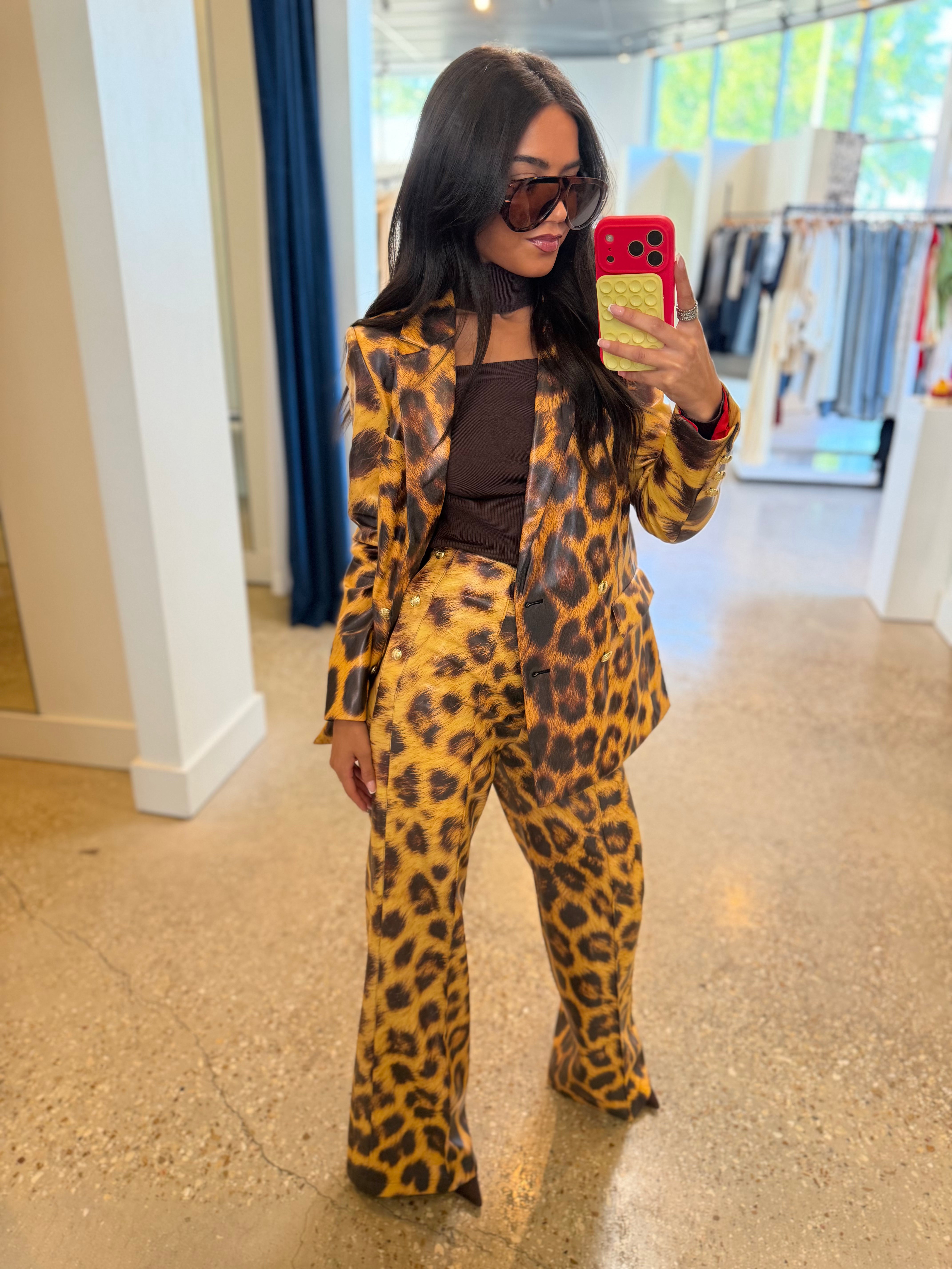Bristol Blazer - Leopard Faux Leather - Amor Lafayette