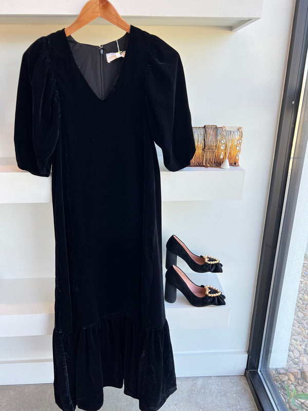 Black Margot Maxi Velvet Dress