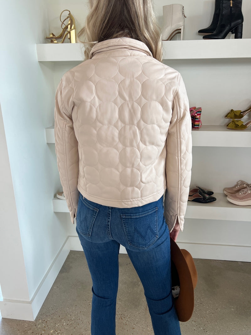 Beige Quilted Cropped Jacket