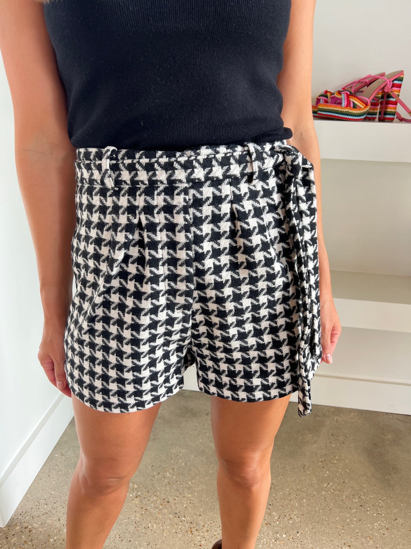 Houndstooth Woven Shorts