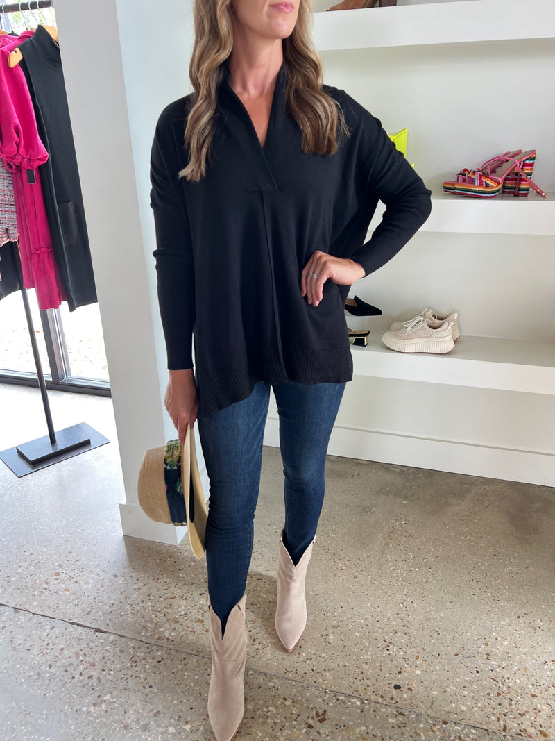 Lilla P Black Oversized Shawl Sweater - Women's Fashion for Cozy Layering