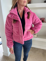 Greylin Raspberry Isla Faux Fur Cozy Puffer Jacket - Women's Fashion for Stylish Winter Warmth