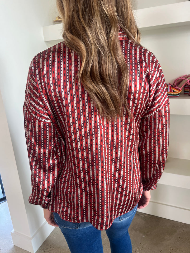 Rust Beetle Stripe Vicki Long Sleeve Top