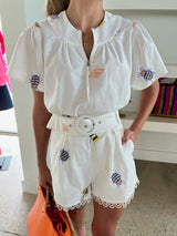 White Sanna Linen Top/Shorts Set