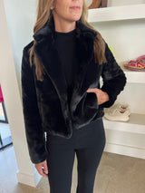 Black Faux Fur Jacket - Women's Fashion Winter Outerwear