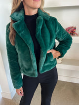 Green Faux Fur Jacket - Women's Fashion Winter Outerwear