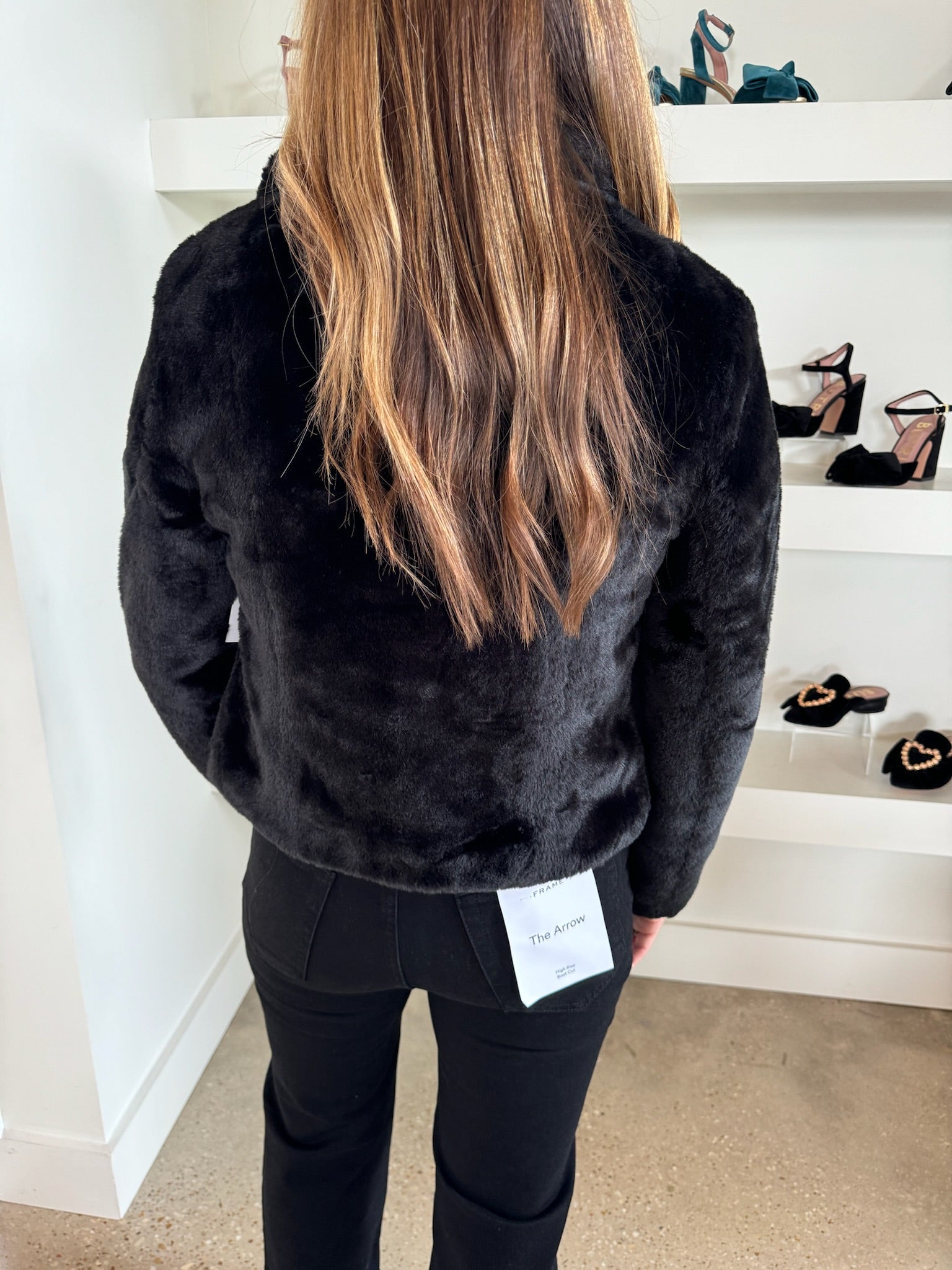 Black Plush Faux Fur Jacket