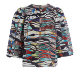 Marie Olive Prism Harly Top with 3/4 Sleeves - Stained Glass Print