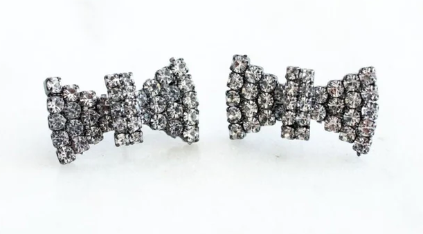 Elizabeth Cole Bitty Bow Crystal Earrings - Delicate Sparkling Bow-Shaped Jewelry