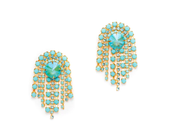 Elizabeth Cole Maxxy Earrings with Light Blue Stones - A chic and sophisticated accessory featuring stunning light blue stones, ideal for enhancing your outfit.