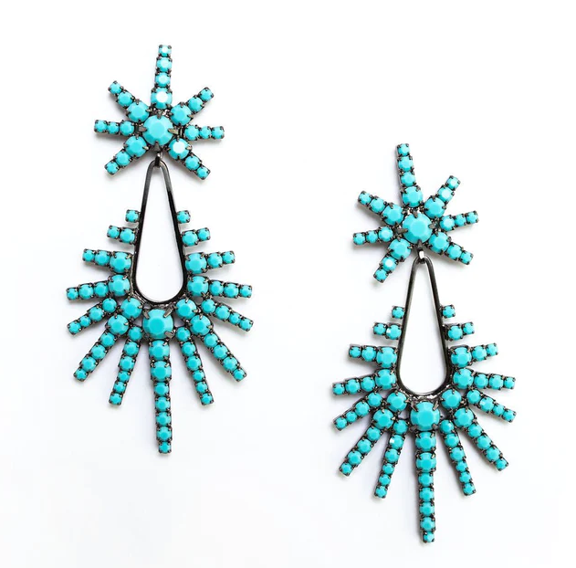 Elizabeth Cole Remington Earrings in Turquoise - Exquisite Turquoise Statement Earrings