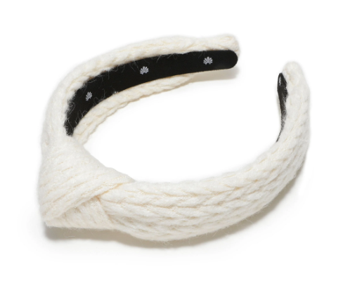 Ivory Cable Knit Slim Knotted Headband
