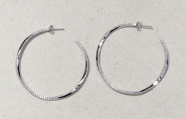 NG 19 Silver Twisted Hoop Earrings