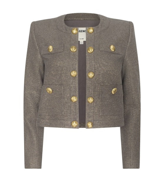 Cropped gold-button jacket