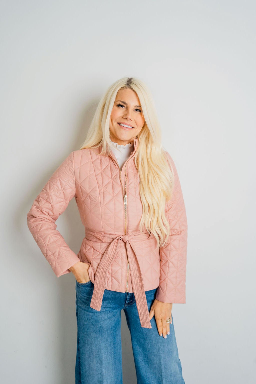 Antique Rose Pamela Belted Puffer - Amor Lafayette