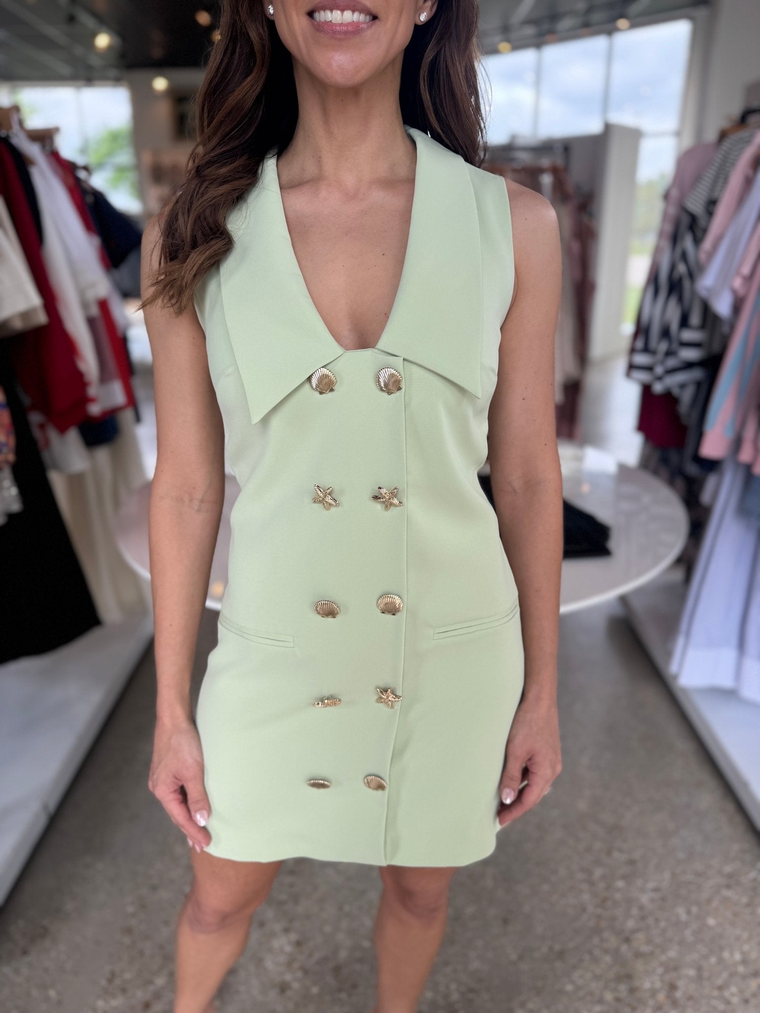 Apple Green Oceara Mini Vest Dress - Amor Lafayette