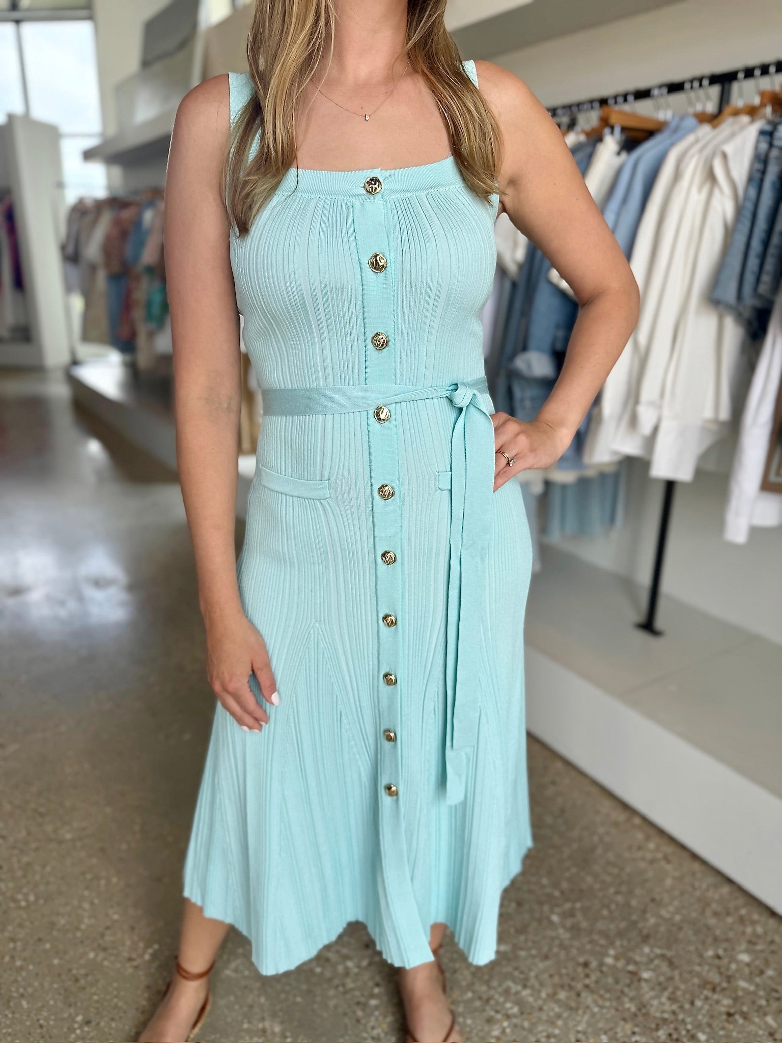 Aqua Pax Knit Midi Dress - Amor Lafayette