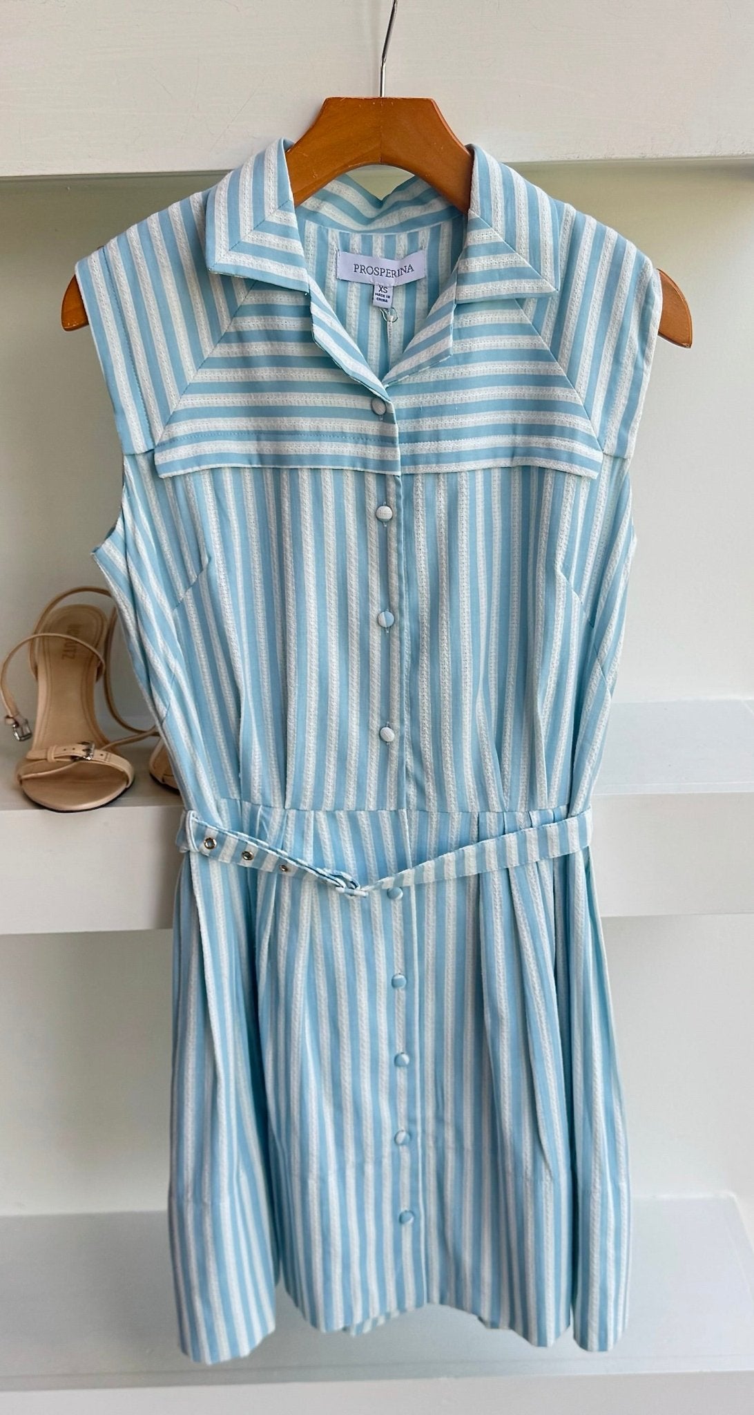 Aqua Stripe Maggie Shirt Dress - Amor Lafayette