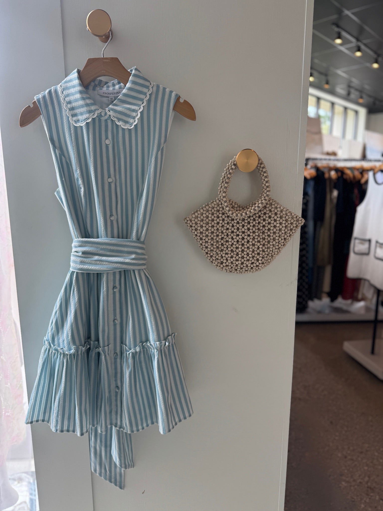 Aqua Stripe Poppie Mini Dress - Amor Lafayette