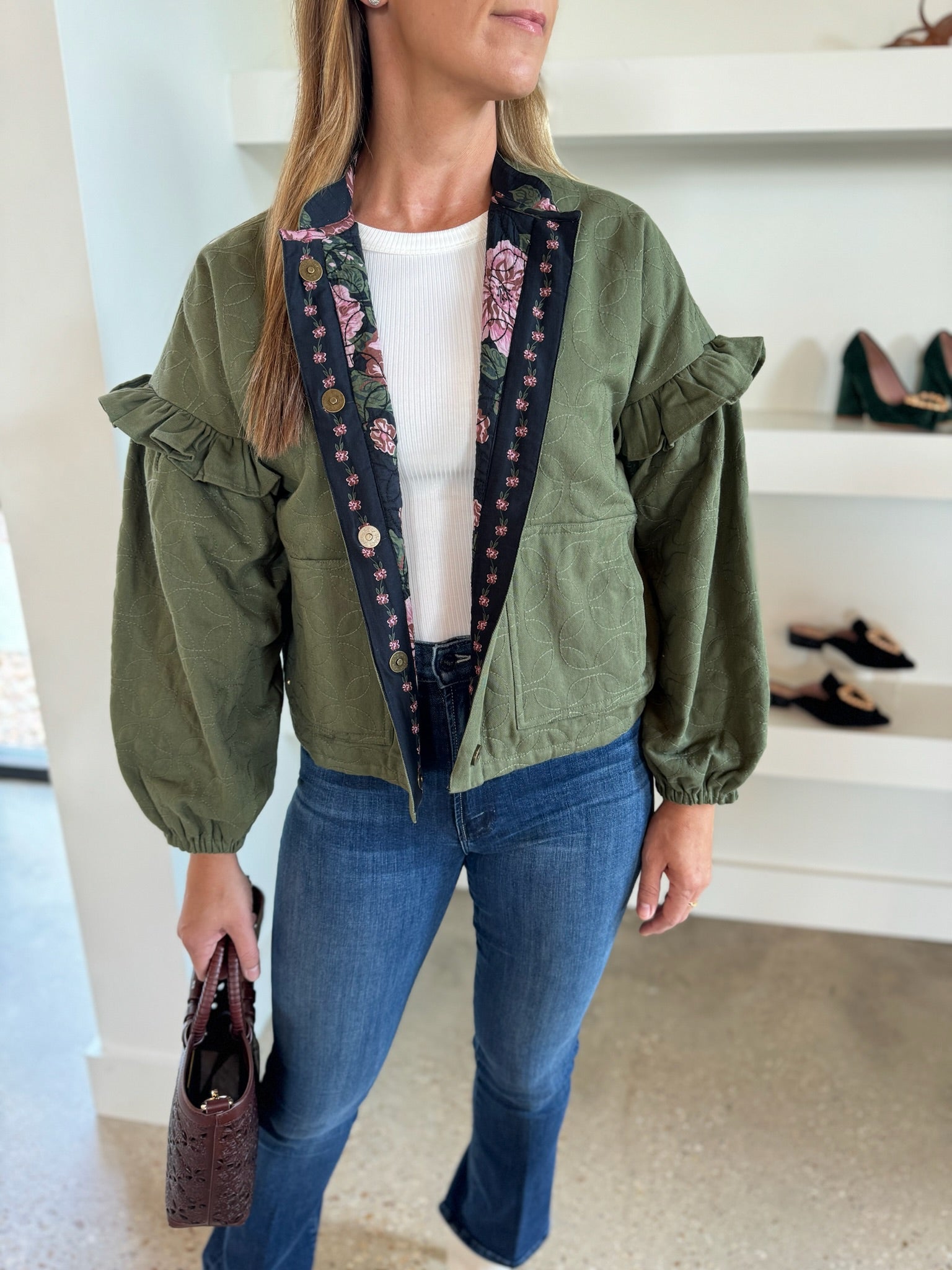 Army Green Bobbi Reversible Jacket - Amor Lafayette