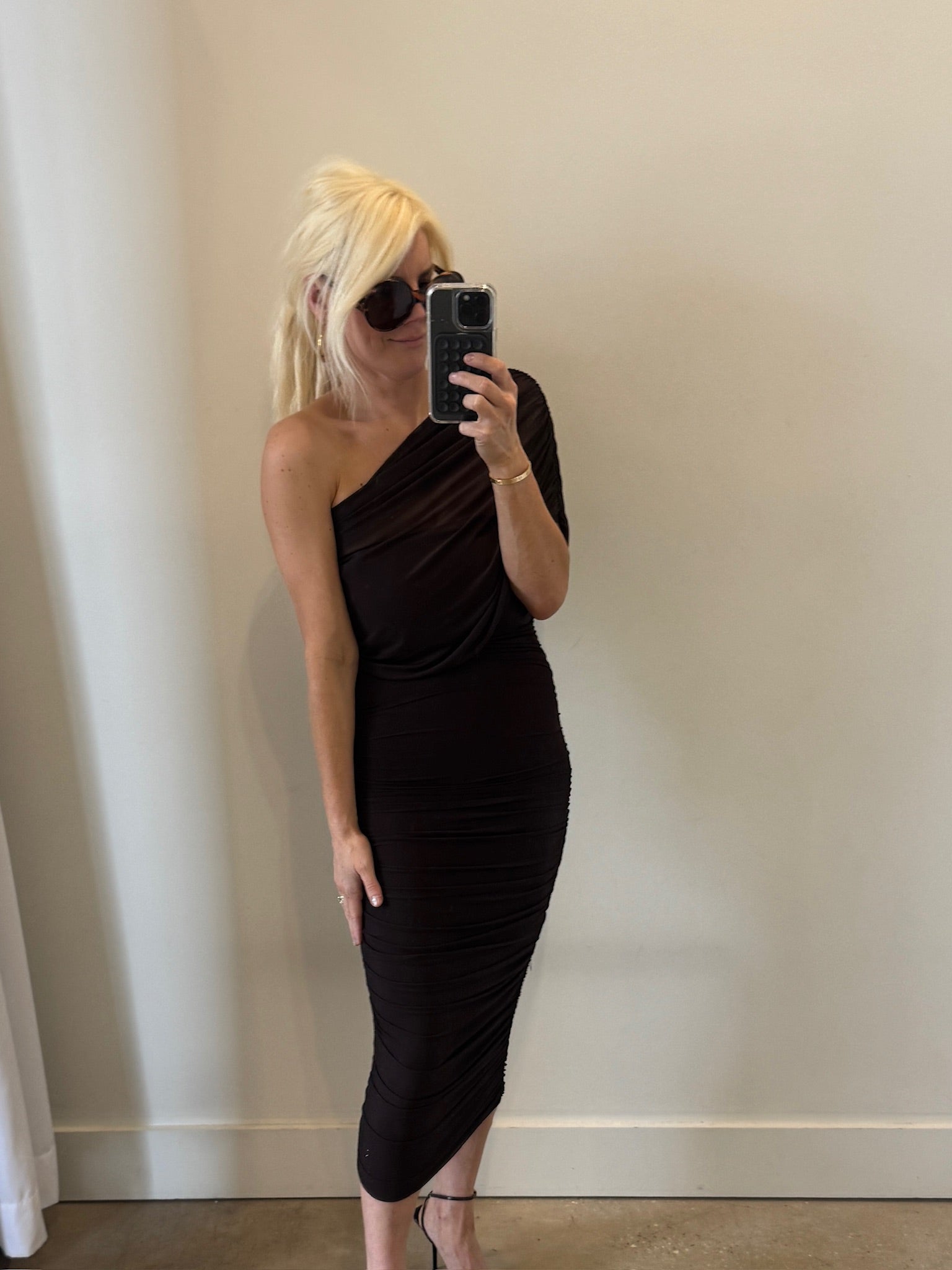 Ash Brown Nyssa Mesh Dress - Amor Lafayette