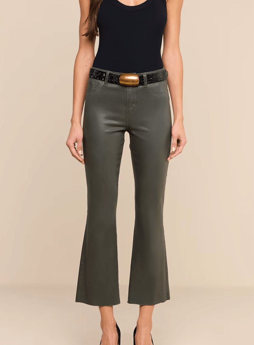 ASH OLIVE COATED KENDRA H/R CROP FLARE - Amor Lafayette