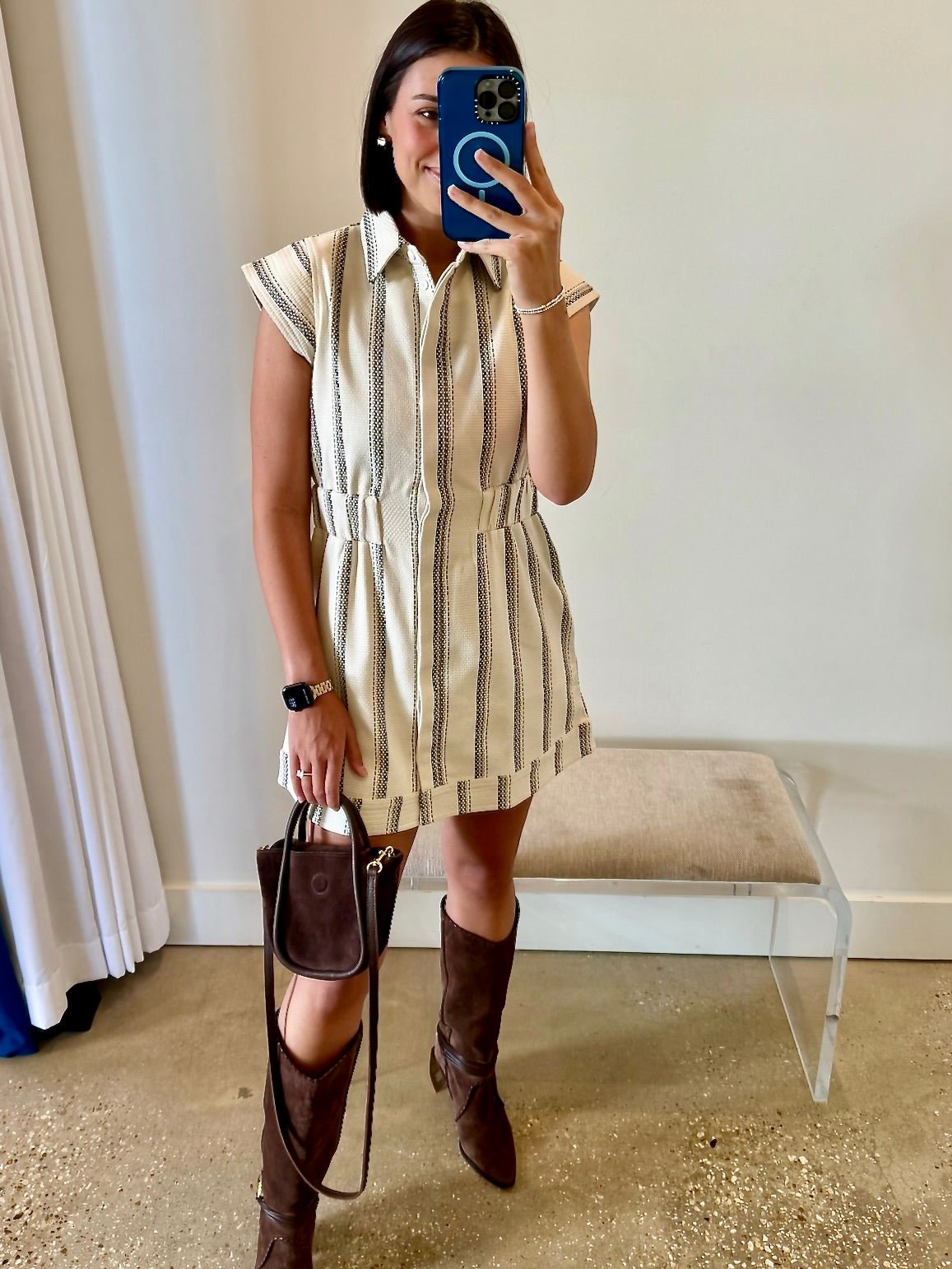August Stripe Epaulet Dress - Amor Lafayette