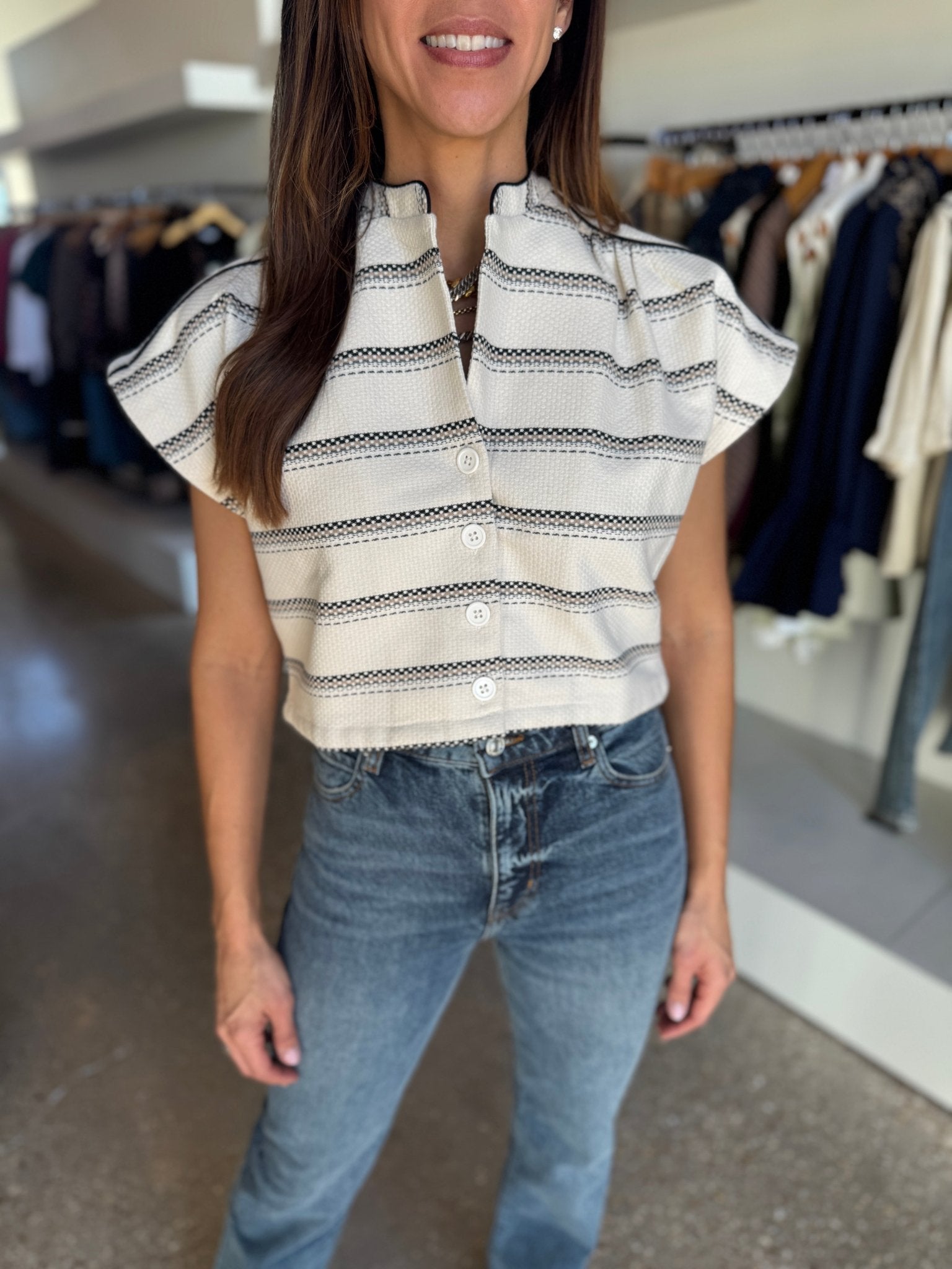 August Stripe Poppy Top - Amor Lafayette