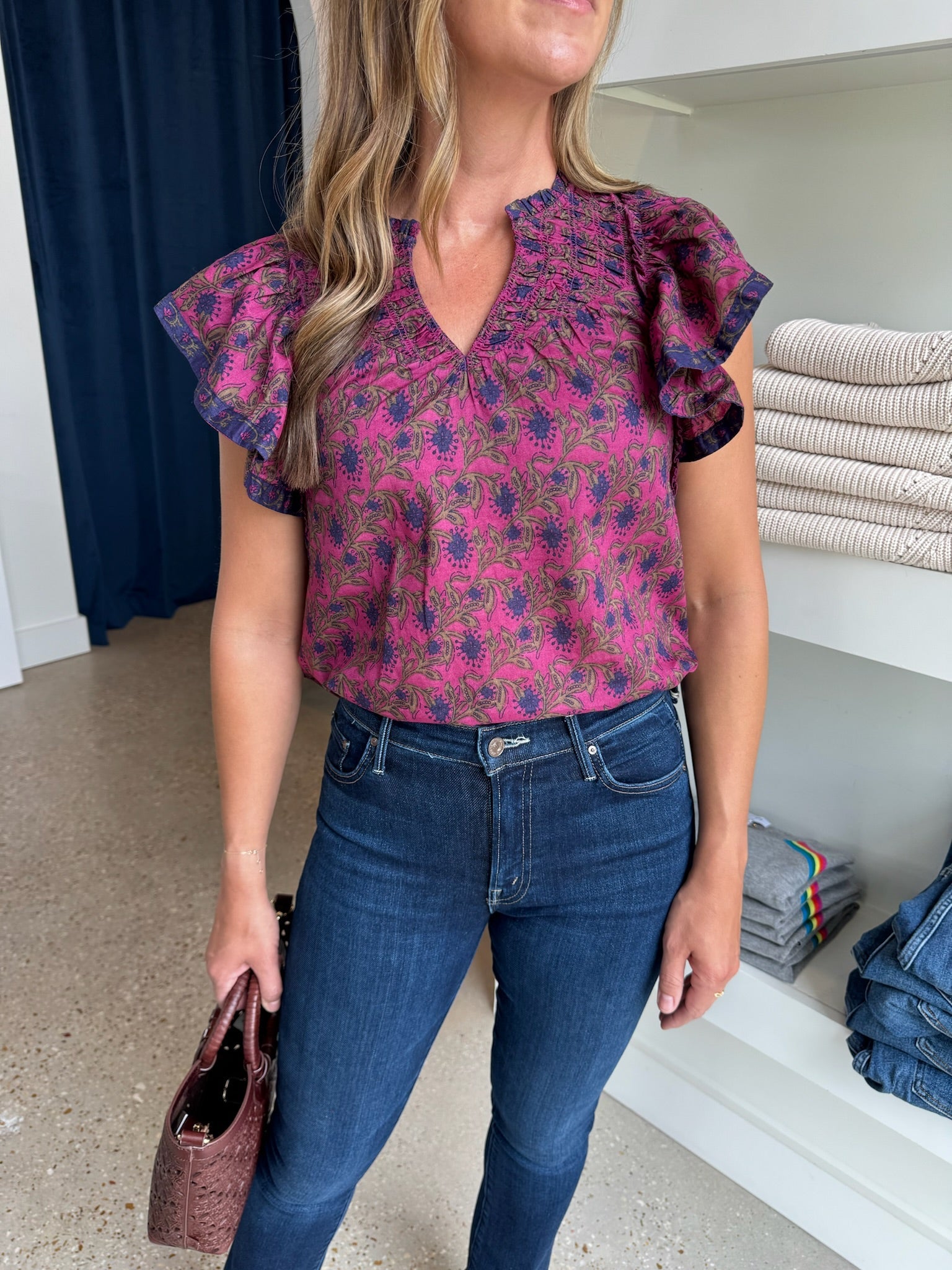 Augustine Block Print Top - Amor Lafayette