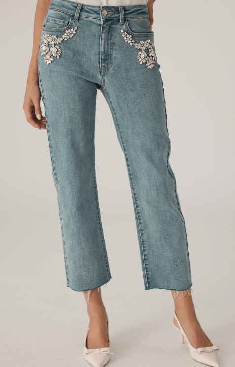 Bahama Blue Carolyn Crystal Denim Pants - Amor Lafayette