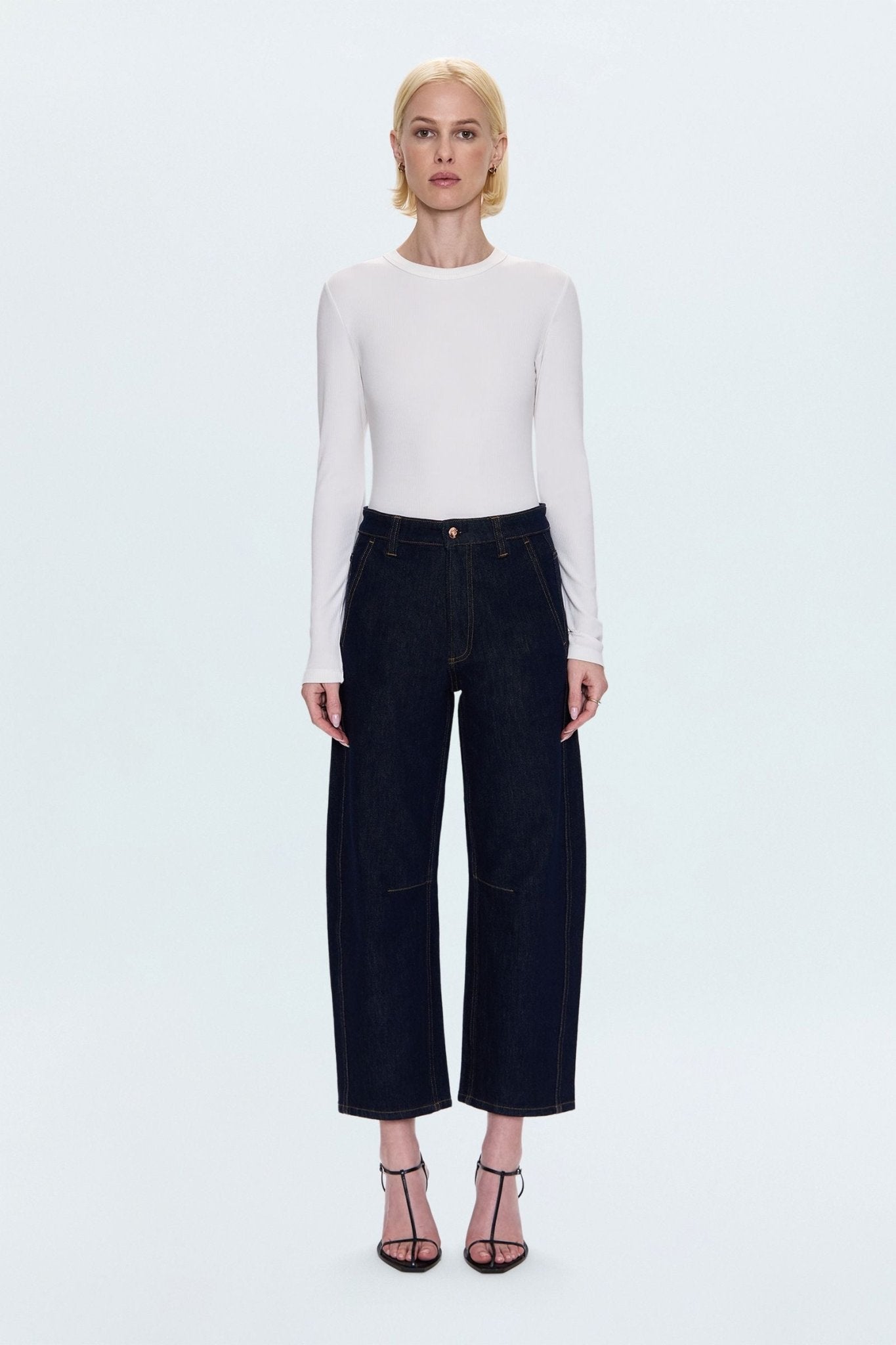 BEAU SEAMED CRESCENT RAW JEAN in NIGHTFALL - Amor Lafayette