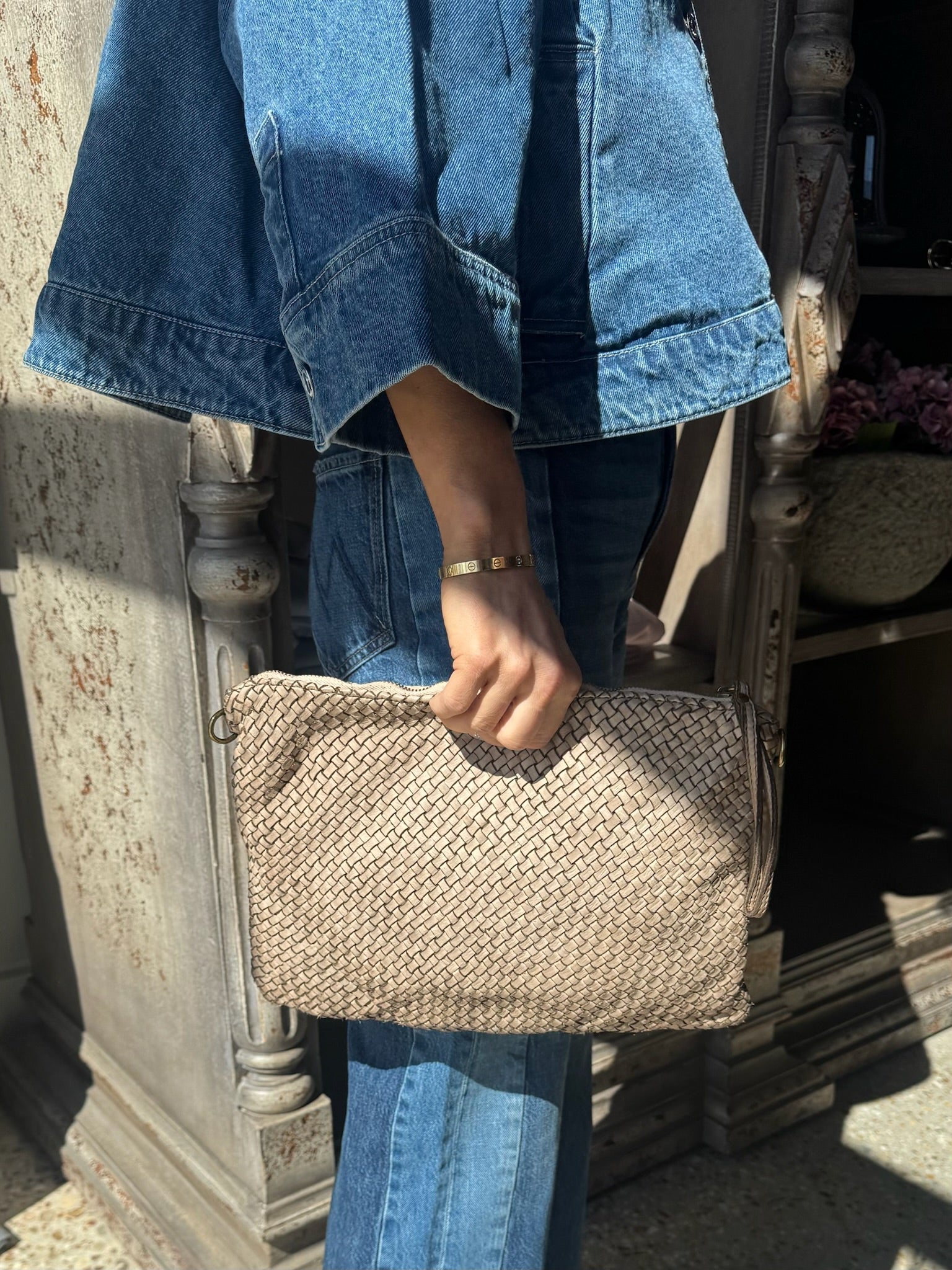 Beige Braided Crossbody Bag - Amor Lafayette