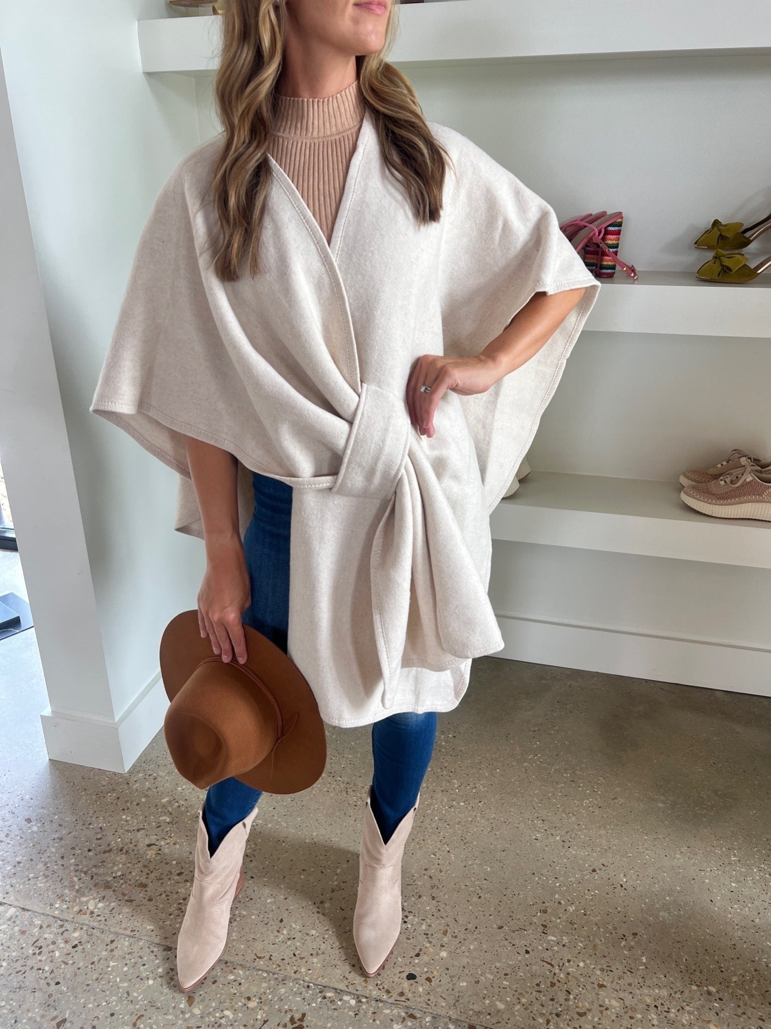 Beige Knit Wrap - Amor Lafayette