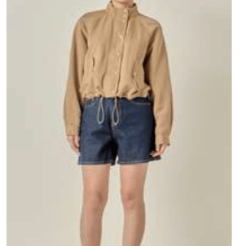 Beige Lightweight Bomber Jacket - Amor Lafayette