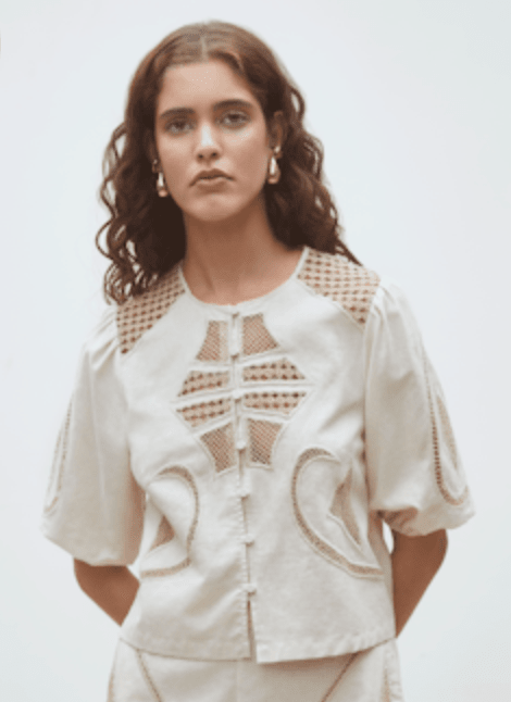 Beige Lindsay Blouse - Amor Lafayette