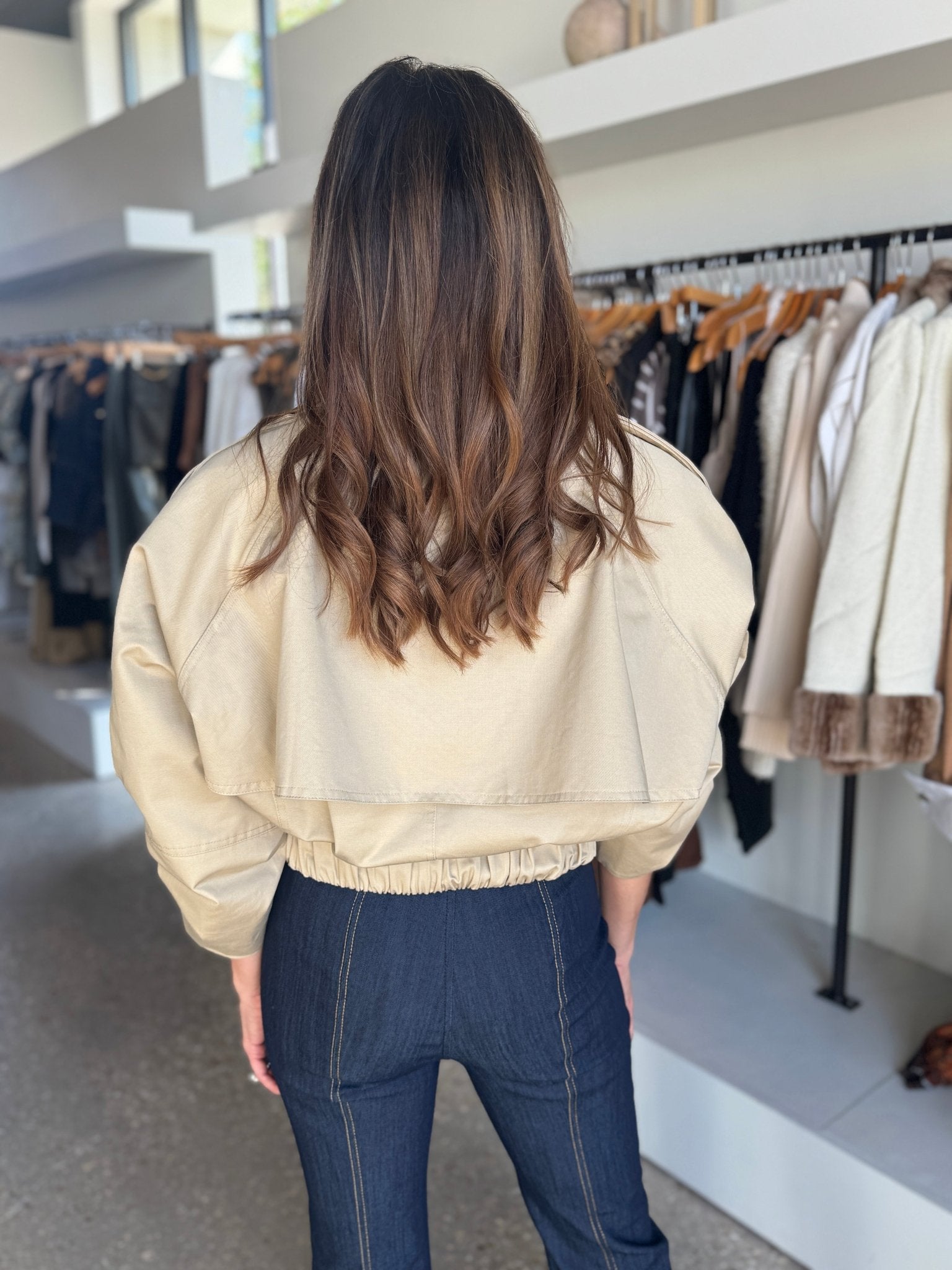 Beige Trench Short Jacket - Amor Lafayette