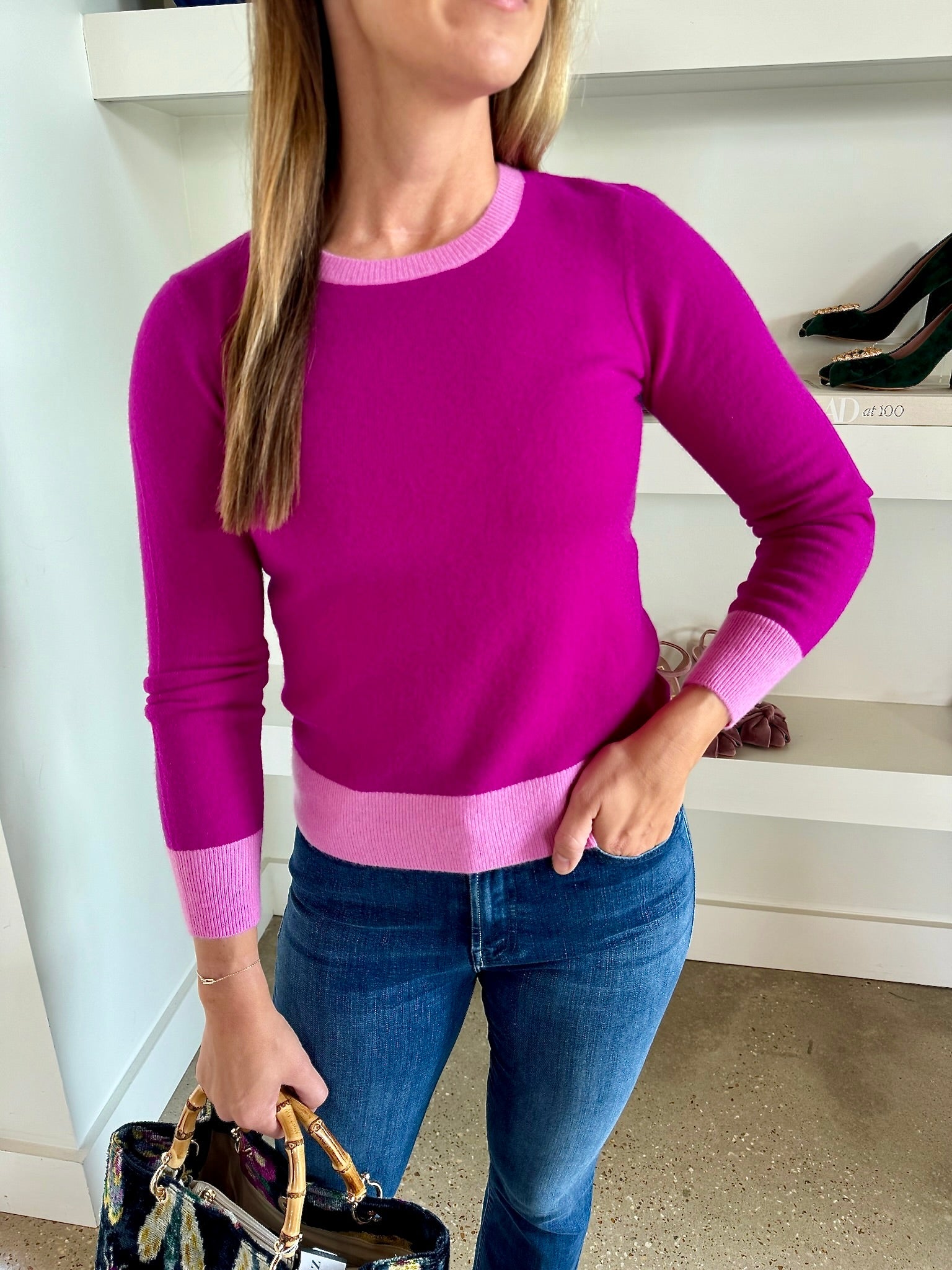 Berry Cashmere Crew Sweater - Amor Lafayette