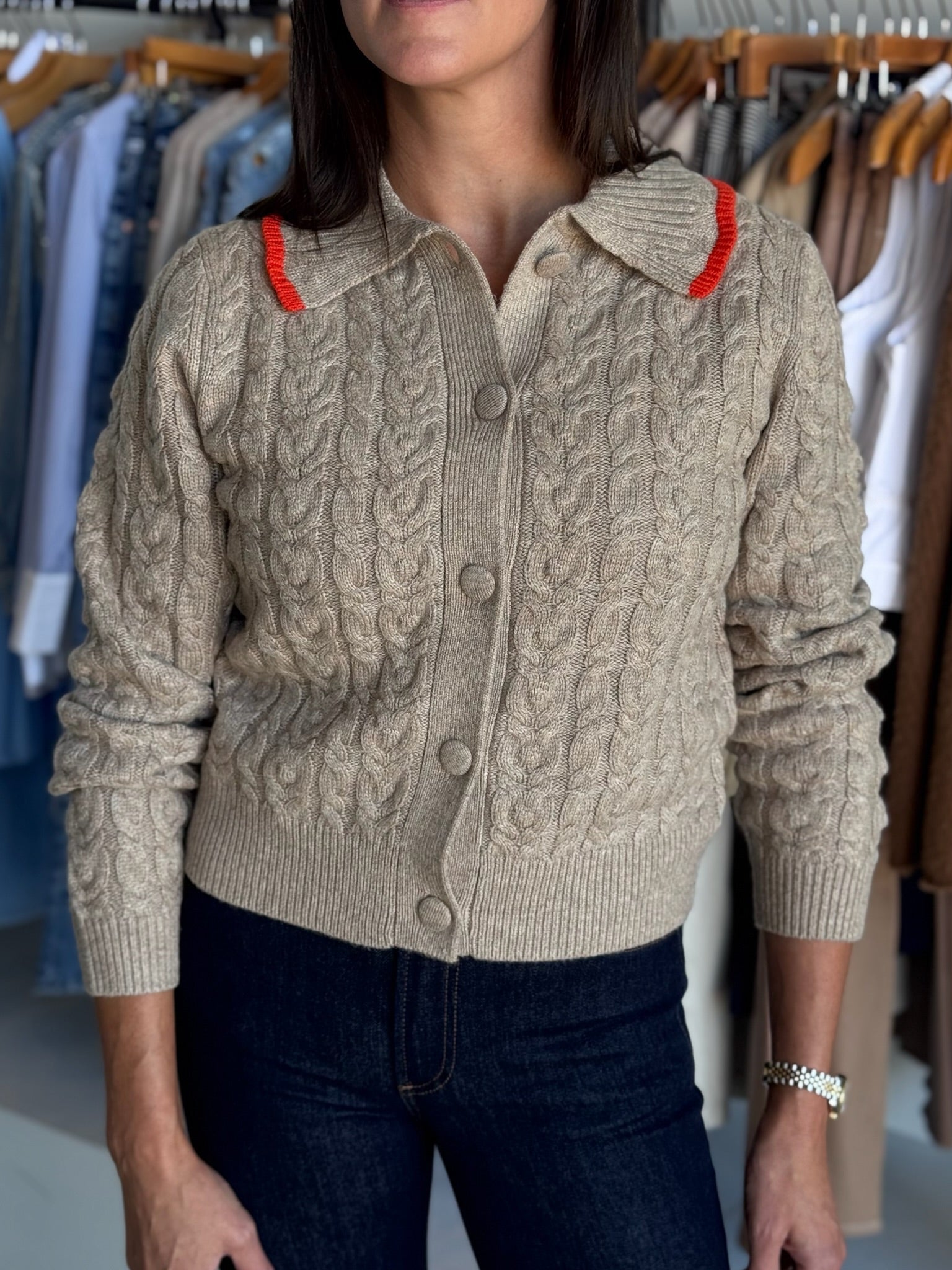 Birch Long Sleeve Polo Cardigan - Amor Lafayette
