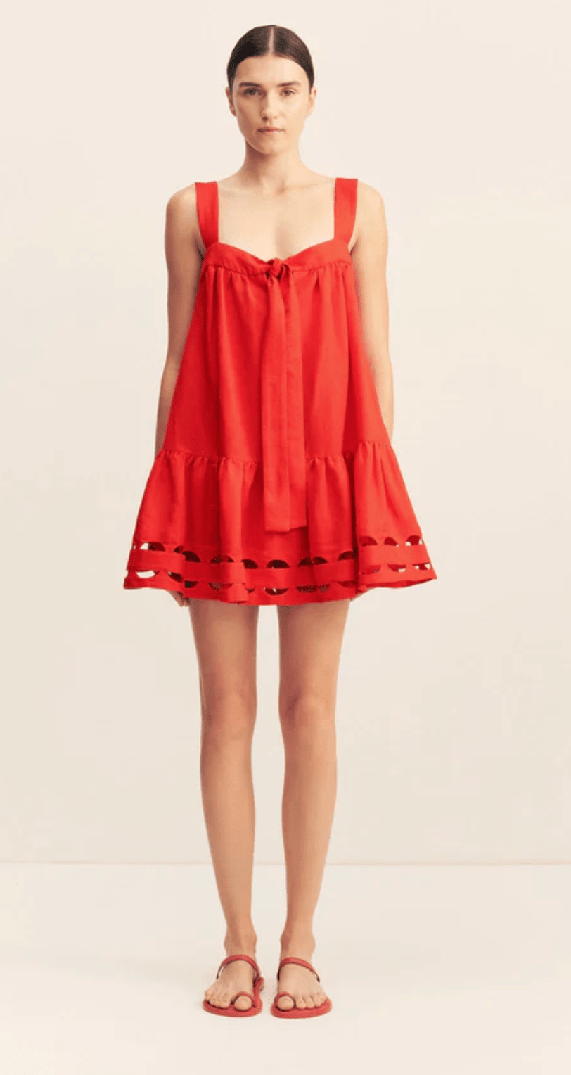 Birdie Scallop Tiered Mini Dress - Amor Lafayette