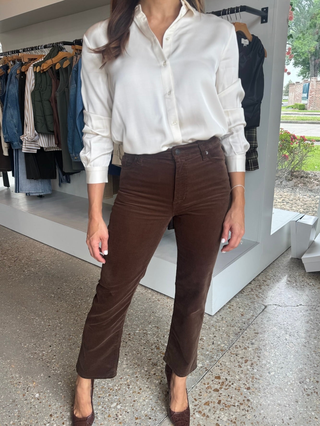 Bitter Chocolate Le Sleek Straight Corduroy - Amor Lafayette