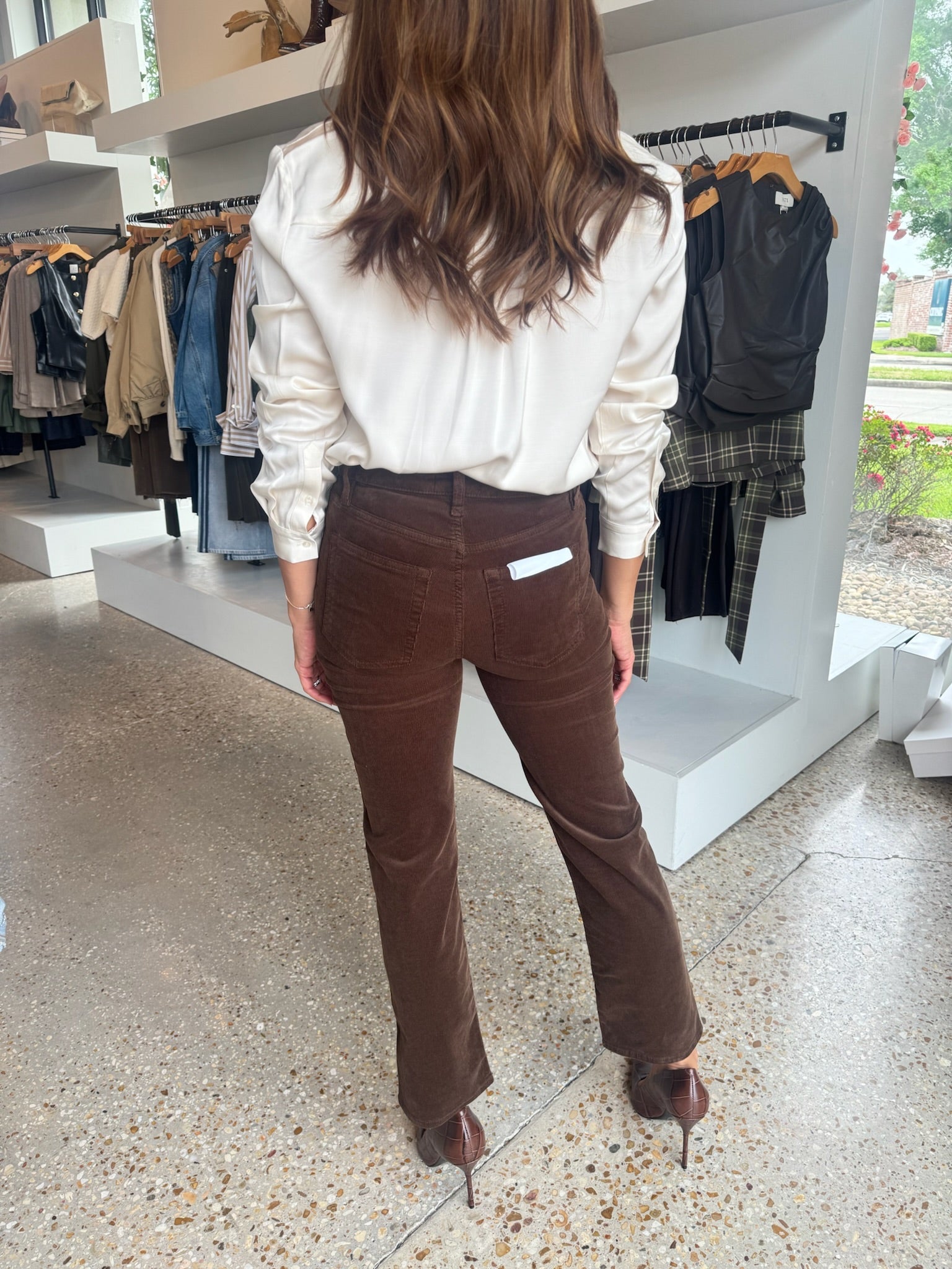 Bitter Chocolate Le Sleek Straight Corduroy - Amor Lafayette